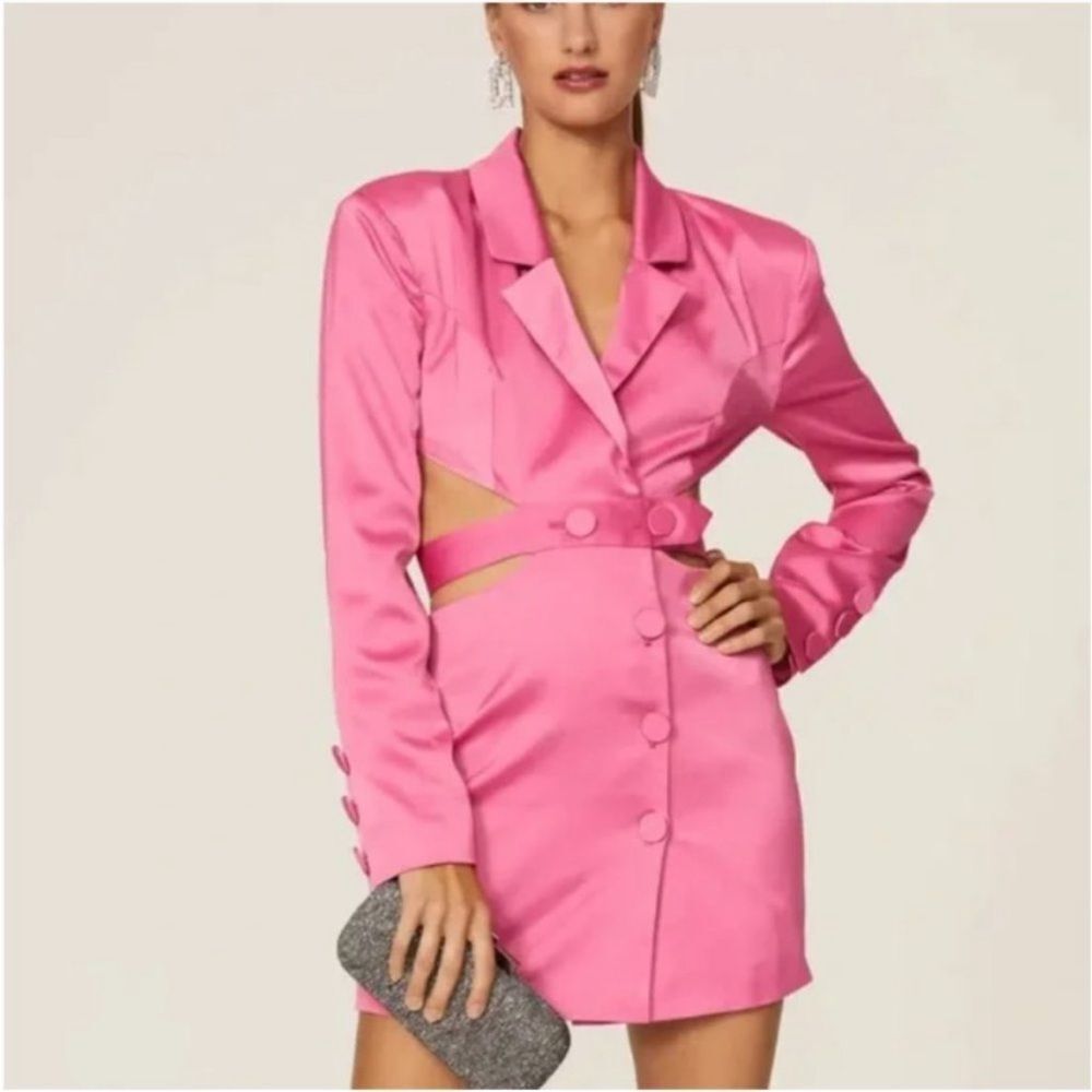 For Love & Lemons Marie Blazer Mini Hot Pink Dress, Size Small NEW